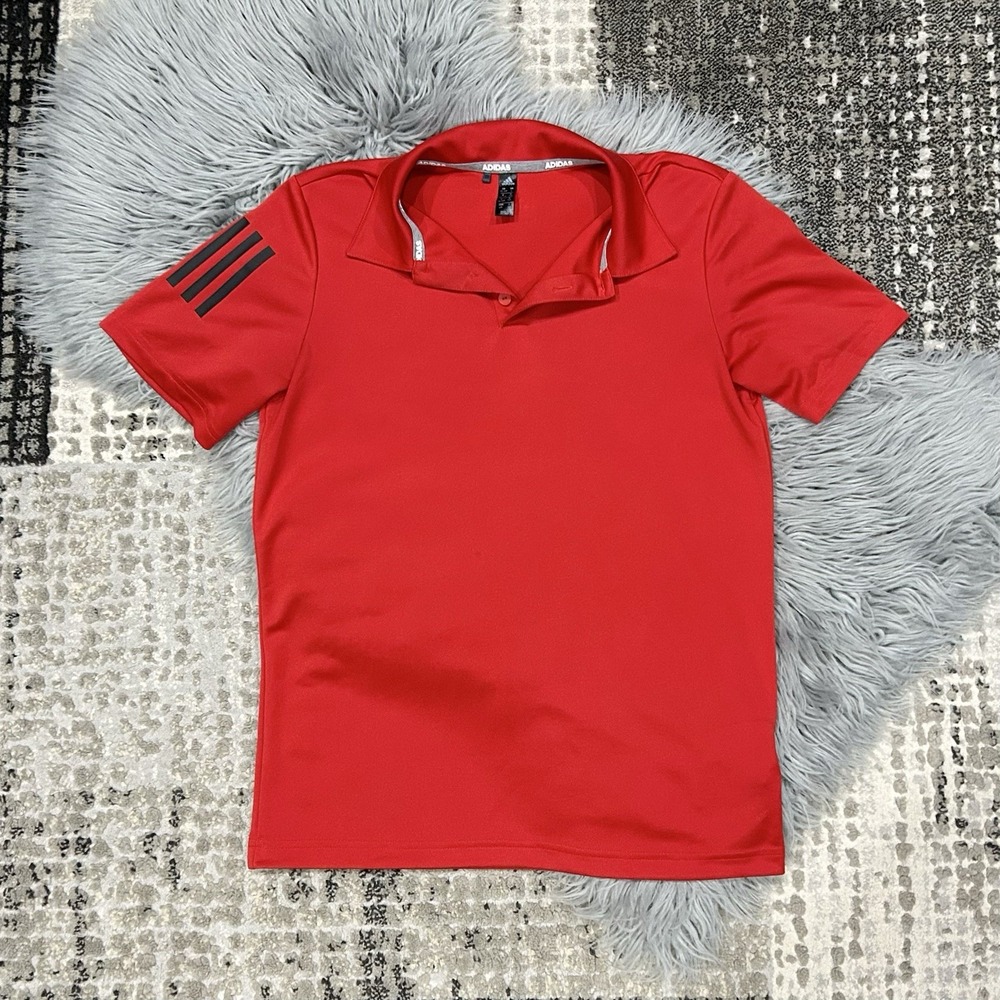 Adidas Golf Women's Essential 3 Stripe Short Sleeve Polo Shirt in Red Size Large